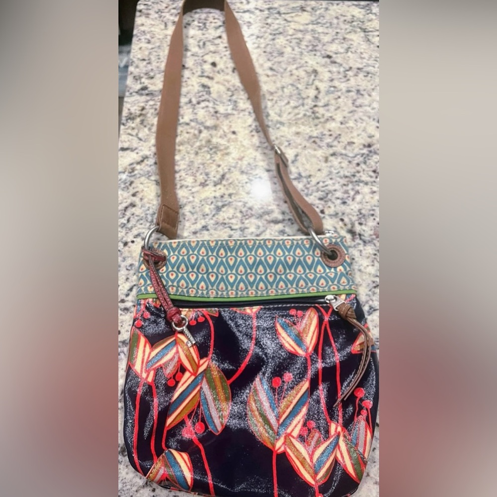 Colorful Leaf Pattern Crossbody Bag